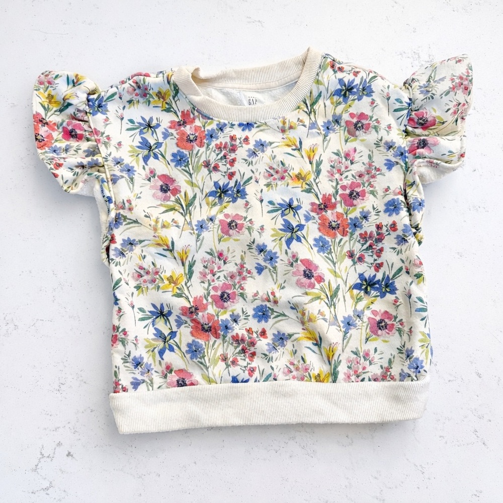 Gap Baby Floral Flutter Sleeve Shirt Girls size 5